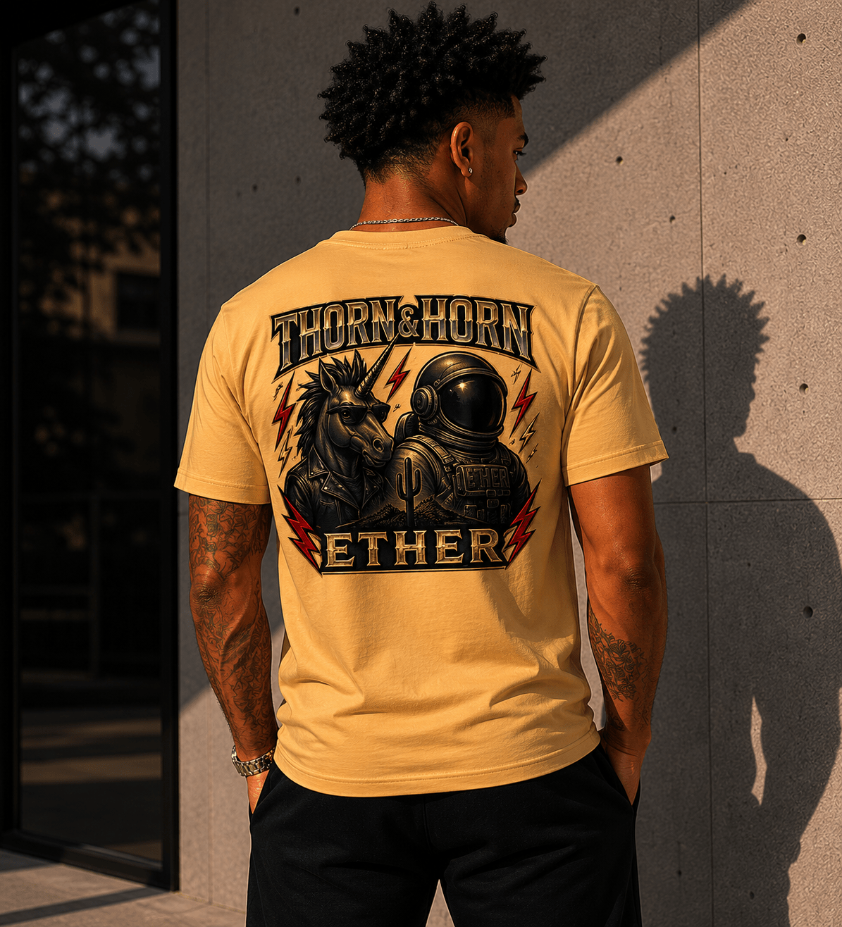 ETHER // SILENT FREQUENCY TEE - Thorn & HornVintage GoldVintage GoldS1812550_12798