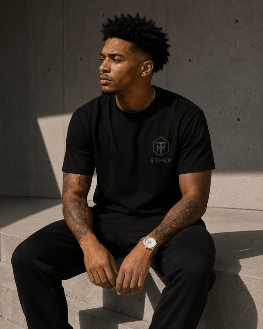 ETHER // SILENT FREQUENCY TEE - Thorn & HornBlackBlackS1812550_12756