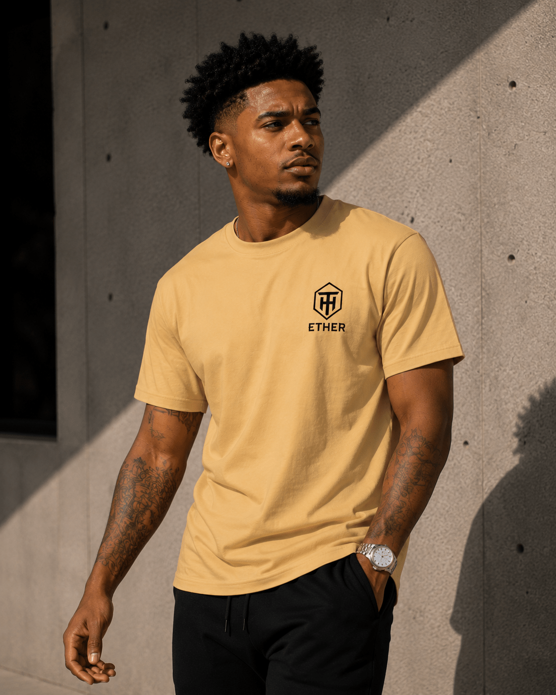 ETHER // SILENT FREQUENCY TEE - Thorn & HornVintage GoldVintage GoldS1812550_12798