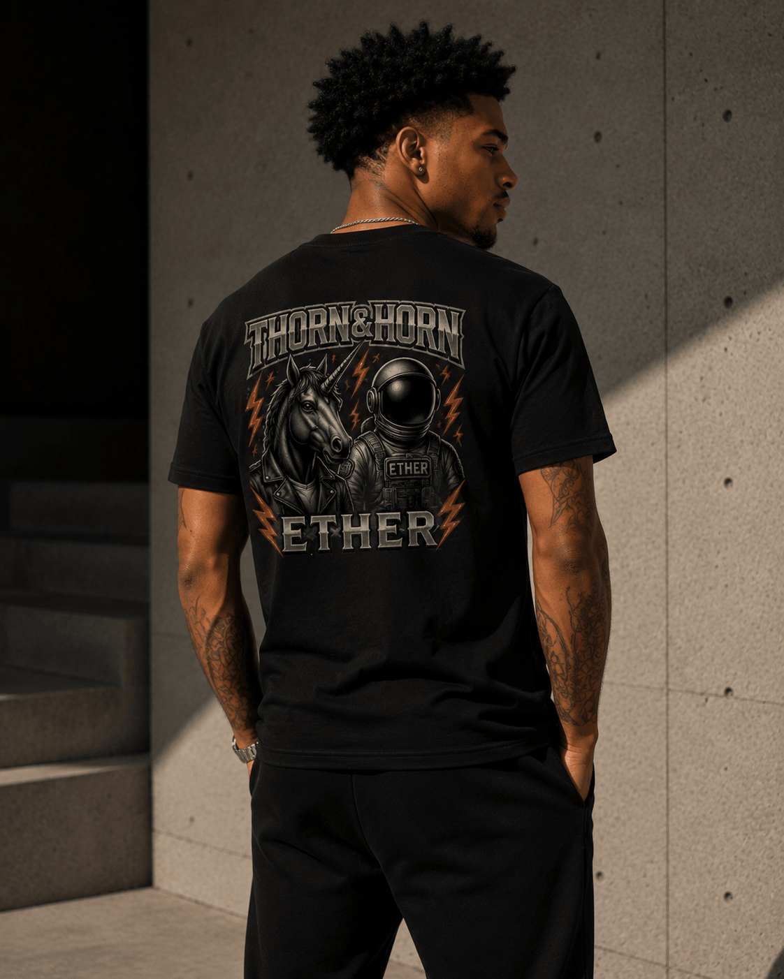 ETHER // SILENT FREQUENCY TEE - Thorn & HornBlackBlackS1812550_12756