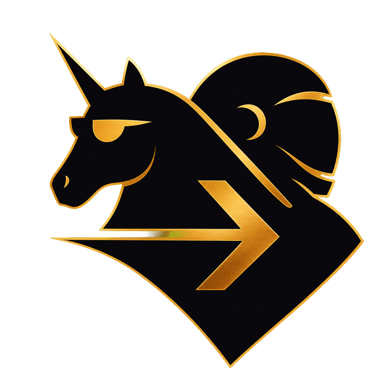 BlackBox Express bull, unicorn, and forward arrow symbol